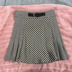 Zara Black and White Checkered A-Line Skirt